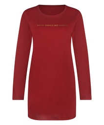 Round Neck Nightshirt - Red, Rouge, coloris