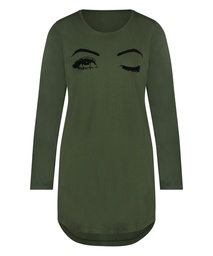 Round Neck Nightshirt - Green, Vert, coloris