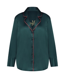 Satin Long-Sleeved Jacket - Green, Vert, coloris