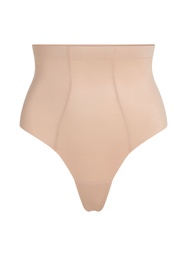 String taille haute avec gaine sculptante en dentelle scuba - Beige