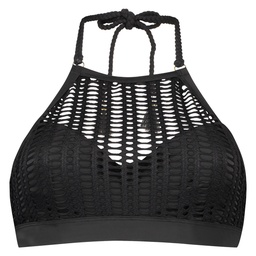 Borneo Mesh Underwired Bikini Crop Top - Black, Noir, coloris