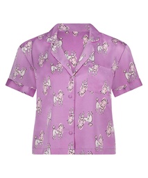 Veste à manches courtes en satin - Violet, Violet, coloris