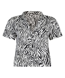 Veste à manches courtes en satin - Blanc, Blanc, coloris