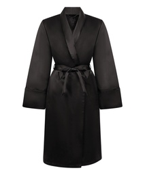 Peignoir en polaire satinée - Noir, Noir, coloris