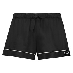 Satin Lace Pyjama Shorts - Black, Noir, coloris
