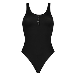 Singlet Ribbed Body - Black, Noir, coloris