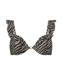 Zebra Padded Underwired Bikini Top - Brown, Marron, coloris