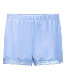 Short en velours à dentelle - Bleu