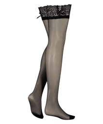 Bas Autofixants 15 Deniers Dentelle - Noir, Noir, coloris