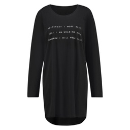 Round Neck Nightshirt - Black, Noir, coloris