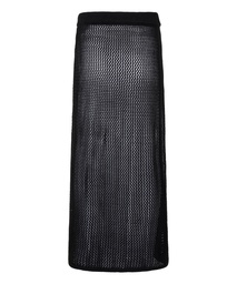 Jupe midi en crochet - Noir, Noir, coloris