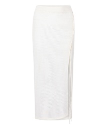 Jupe midi en crochet - Blanc, Blanc, coloris