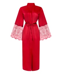 Kimono Long Satin Lace - Red, Rouge, coloris