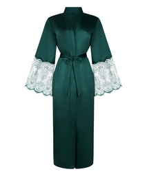 Kimono Long Satin Lace - Green, Vert, coloris