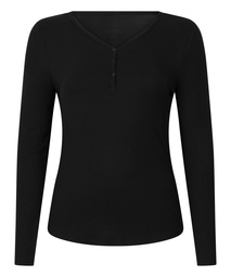 Haut de pyjama à manches longues Henley - Noir, Noir, coloris