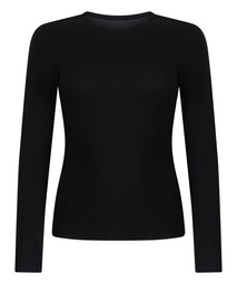 Haut à manches longues en coton doux - Noir, Noir, coloris
