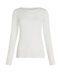 Haut avec cachemire à col bateau super soft - Gris, Gris, coloris