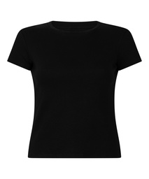 Haut de pyjama manches courtes rib crew neck - Noir, Noir, coloris