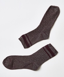 Ribbed Lurex Socks - Red, Rouge, coloris