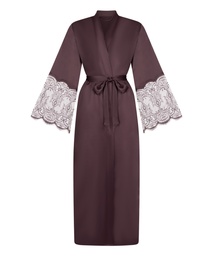 Kimono Long Satin Lace - Violet, Violet, coloris