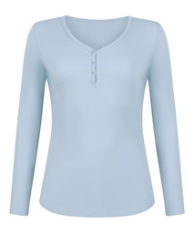 Haut de pyjama à manches longues Henley - Bleu, Bleu, coloris