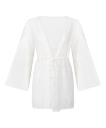 Caftan de plage en crochet - Blanc, Blanc, coloris