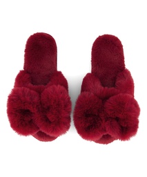 Chaussons Bow Fake Fur - Rouge, Rouge, coloris