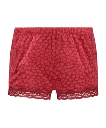Velvet lace shorts - Red, Rouge, coloris