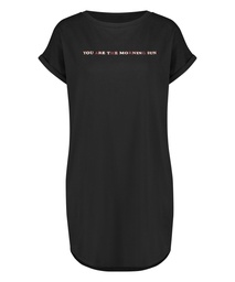 Round Neck Nightshirt - Black, Noir, coloris