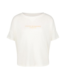 Short sleeve pyjama top in brushed jersey - White, Blanc, coloris