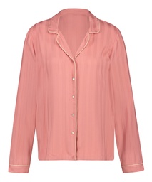 Twill Long-sleeved Pyjama Top - Pink, Rose, coloris