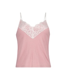 Brushed Rib Lace cami top - Pink, Rose, coloris