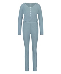 Pyjama Waffle Placket - Bleu, Bleu, coloris