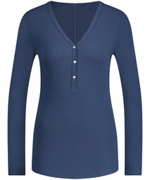 Ribbed Pyjama Top - Blue, Bleu, coloris