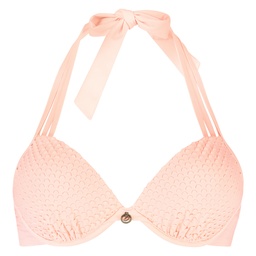 Doutzen Textured Skin Padded Underwired Push-Up Bikini Top - Pink