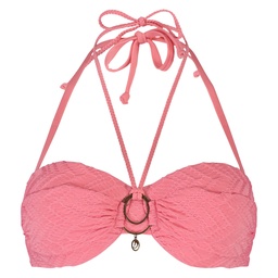 Doutzen Texture Padded Underwired Strapless Push-Up Bikini Top - Orange, Orange, coloris