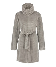 Fleece Zip Bathrobe - Gray, Gris, coloris