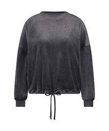 Long-sleeved Velours top - Gray, Gris, coloris