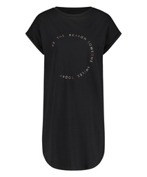 Round Neck Nightshirt - Black, Noir, coloris
