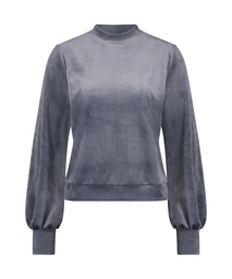 Mock Velour Top - Gray, Gris, coloris