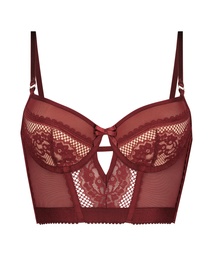 Malika padded longline underwired bra - Red, Rouge, coloris