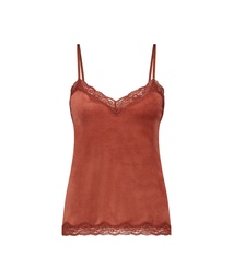 Velours Lace Cami Top - Brown, Marron, coloris