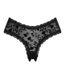 V-shaped Brazilian knickers mesh - Black, Noir, coloris