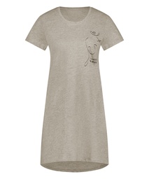 Round Neck Nightshirt - Gray, Gris, coloris
