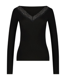 Jersey Long-sleeved Pyjama Top - Black, Noir, coloris