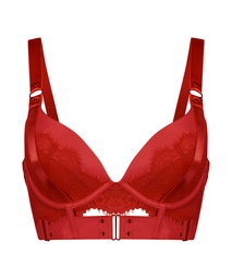 Occult padded longline push-up underwired bra - Red, Rouge, coloris