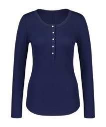 Long-Sleeved Pyjama Top - Blue, Bleu, coloris