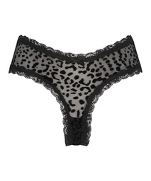 V-shaped Brazilian knickers mesh - Black, Noir, coloris