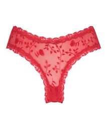 V-shaped Brazilian knickers mesh - Red, Rouge, coloris