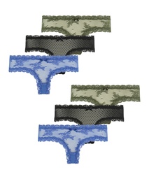 6-pack V-shaped Brazilian knickers mesh - Blue, Bleu, coloris